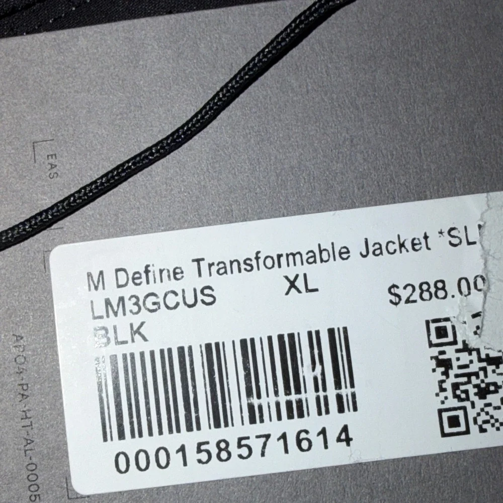 Lululemon Define Transformable Jacket SLNSH Black Mens X-Large NWT